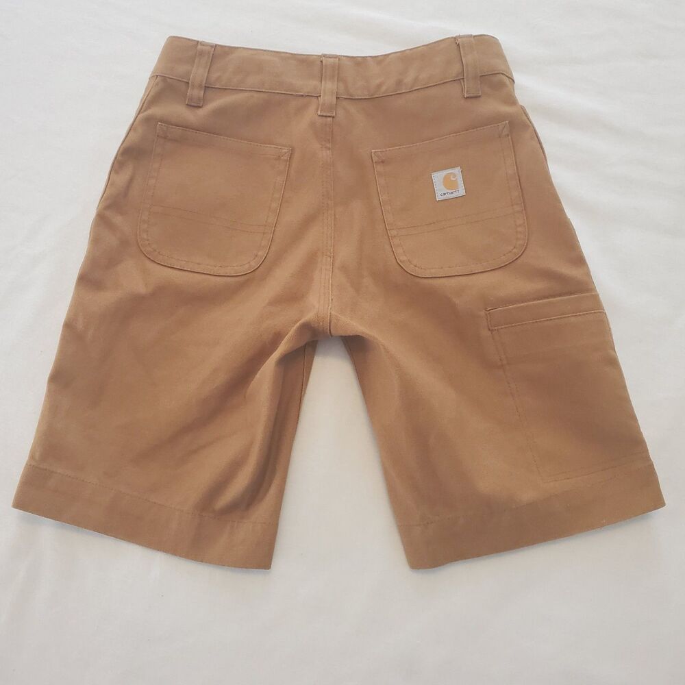 Rare New Carhartt Boys Sz 5 Canvas Cargo Long Shorts Brown Heavy Canvas Sample